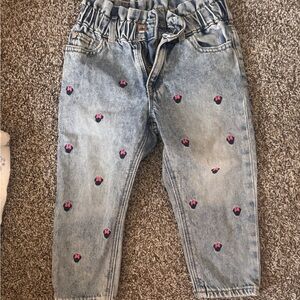 Stylish Kids Denim Jeans with Pink Accents